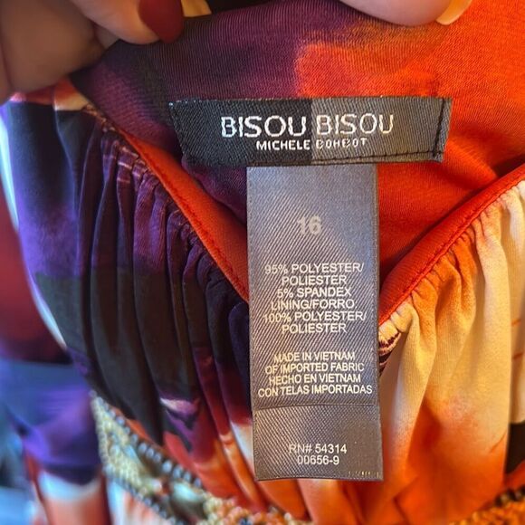 Bisou Bisou Michele Bohbot Beaded Floral Dress Sz 16 Multicolor Knee Length - Picture 11 of 11